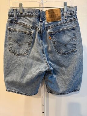 Vintage 90s Levi's 550 Jorts Men's Medium Blue Wash Denim Shorts 32 Orange Tab